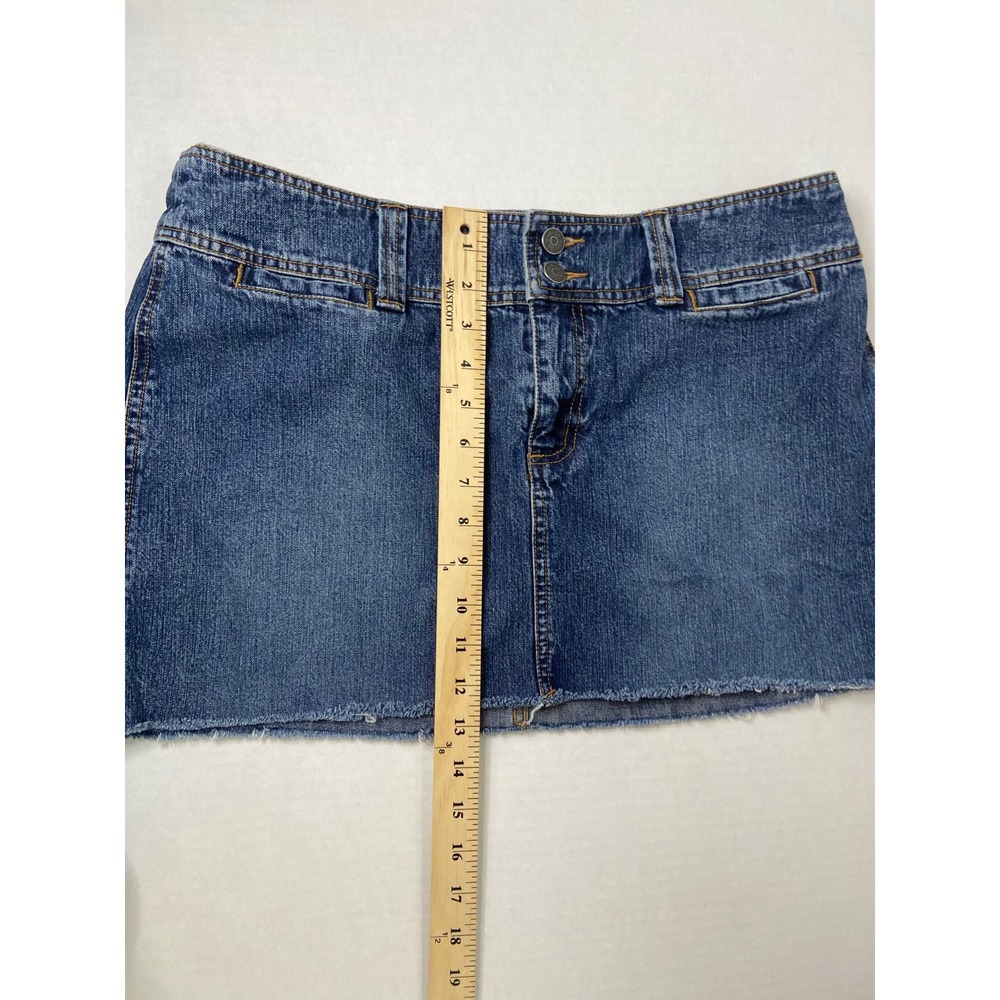 SO Jeans Co Denim Mini Skirt Blue Frayed Raw Hem‎ Size 15 - Picture 7 of 8